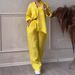 Women's Casual Cotton Linen Shirt And Wide Leg Pants Set Solid Color Drawstring Independent Station European American Style_ecoleips.com