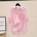 Women's Clothing Pink Striped Shirt For Women Spring New Style Literary Small Fresh Bat Sleeve Single Pocket Top_ecoleips.com