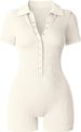 Women's Yoga Jumpsuit Ribbed V-Neck Stretch Waist Sports Jumpsuit_ecoleips.com