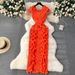 Women's Clothing High End Dress High End Luxury Niche Pleated Three Dimensional Ruffles Slim Long Temperament Dress_ecoleips.com