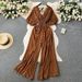 Chic Vacation Jumpsuit For Women – Puff Sleeves, Stretchy Waist & Slimming Wide Leg Pants_ecoleips.com