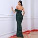 Spring New Elegant Off-Shoulder Green Sequined Mermaid Evening Gown For Women Banquet Dress_ecoleips.com
