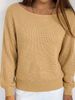 Women Soft Skin-Friendly Breathable Knit Sweater Boat Neck Lantern Long Sleeve Oversized Loose Rib Hem Knit Top_ecoleips.com