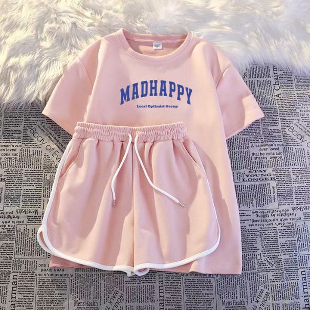Women's Clothing Loose Korean Style Trendy Short Sleeved Shorts Two Piece Set Casual Sports All Match Suit_ecoleips.com