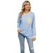Women's 2025 Autumn/winter Round Neck Contrasting Pocket Slit Loose Top Long Sleeved T-shirt_ecoleips.com