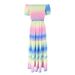 WG223 Cross-Border Spring/Summer New Printed Tie-Dye Rainbow Color Off-Shoulder Sweet And Fresh Dress_ecoleips.com