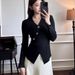 girl French V-neck Cross Sweater Black Knitted For Women Autumn Long Sleeve Elegant Slim Fit Unique And Exquisite Small Top_ecoleips.com