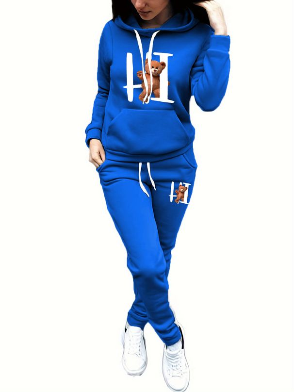 Women's Clothing Fashion Print Solid Color Suit Leisure Sports Two Pieces_ecoleips.com