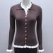 Elegant Button-Down Knit Cardigan With Ruffle Sleeves - Slim Fit Polo Neck Long Sleeve Sweater For Women_ecoleips.com
