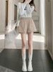K Leather Shorts For Women, Oversized PU, Loose Fit, Wide Legs, Slim And High Waist, Worn With Bottom Boots And Pants_ecoleips.com