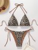 Leopard Print Bikini Swimwear Lace-Up Sexy Swimsuit For Women European And American Style New_ecoleips.com