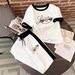 Women's Love Print Two-Piece Set - Stylish Short Sleeve T-Shirt & Drawstring Pants For Casual Wear_ecoleips.com