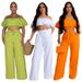 Women's clothing new style suit temperament one shoulder ruffled short top wide leg trousers suit_ecoleips.com
