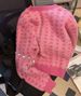 Soft Pink Checkered Knit Cardigan For Women - Cozy Short Sleeve Open Front Sweater, Lightweight & Stylish_ecoleips.com