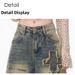 Retro Washed Distressed Rivet Ripped Straight Leg Jeans Men Women Street Style Loose Fit Slimming Wide Leg Trousers Casual Cotton_ecoleips.com