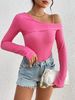 Women's Slim Fit Off-Shoulder T-Shirt Long Sleeve Fashion Top for Spring/Autumn Amazon Europe & America Cross Border Clothing_ecoleips.com