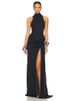 Blifanbo Turtleneck Off-shoulder Sleeveless Thigh Split High Waist Pleated Maxi Dress For Women Elegant Fashion Club Party Dress_ecoleips.com