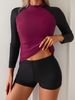 Women's Sexy Sports Swimsuit Patchwork Design Long Sleeve Printed Bikini Set Surfing Swimwear_ecoleips.com