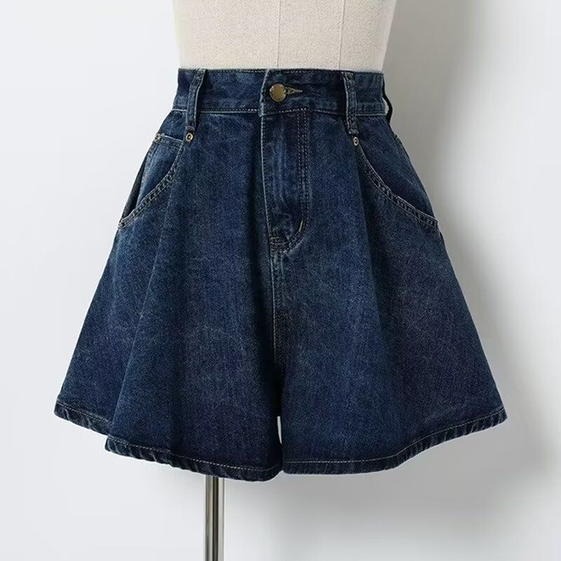 Denim Wide-leg Shorts, New Summer Women's Clothing, Slimming And Stylish, Hong Kong Style, Loose, Trendy, Fashionable,_ecoleips.com