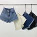 Women's High Waist Denim Shorts Korean Style Summer 2026 Loose Fit Slimming Trendy Rolled up Hem a Line Wide Leg Hot Pants_ecoleips.com