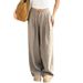 Women's High-Waisted Double Pleated Textured Wide Leg Pants Casual Minimalist Spring Summer Clothing_ecoleips.com
