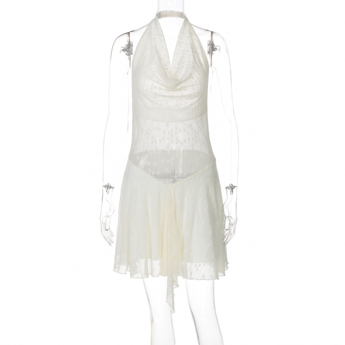 Summer New Style Women's Sexy Lace See through Dress European American Halter Neck Backless Clothing for Women_ecoleips.com