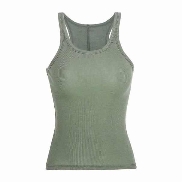 Women's Slim Fit Camisole Sleeveless Tank Top Early Autumn New European American Style Solid Color Narrow Shoulder Elastic_ecoleips.com
