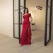 Women's Clothing Splicing Oblique Collar Off Shoulder Hanging Belt Waist Hip Banquet Dress_ecoleips.com