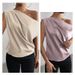 2026 Spring Solid Color Satin Silk Asymmetrical Off-Shoulder Pullover Sleeveless Shirt For Women, European And_ecoleips.com