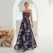 Women's Printed chiffon tube top elegant evening dress prom dress party dress bridesmaid dress autumn and winter _ecoleips.com