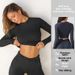 Women's Clothing Colorvalue Fitness Sports Top For Women Casual Ribbed Crew Neck Long Sleeve Yoga Running Sweatshirt Polyester_ecoleips.com