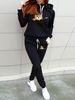 Women's Autumn And Winter Fashionable Casual Zipper Bear Cartoon Pattern Print Thickened And Plush Warm Hooded Sweatshirt+sports Pants Set-799_ecoleips.com