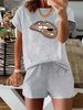 Women’s 2 Piece Outfit Set – Oversized Graphic T-Shirt And Biker Shorts Matching Set, Casual Summer Lounge Tracksuit For Daily Wear-366_ecoleips.com