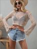 Women's Clothing Women's Knitted Sweater With Trumpet Sleeves Round Neck Hollow Design Style Spring Summer Top_ecoleips.com