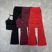 Women's Clothing Women's High Intensity Workout Set Sporty Solid Color Yoga Outfit High Elasticity Slightly Flared Pants_ecoleips.com