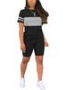Casual Two-Piece Set For Women: Color-Block Short Sleeve T-Shirt With Matching Shorts, Comfortable Summer Outfit_ecoleips.com