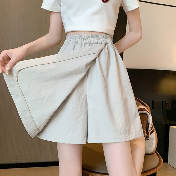 Hot Selling Yamamoto Pants Women's Summer New Item Fake Two Loose Plus Size High Waist Skirt Pants Casual Fashion Shorts_ecoleips.com
