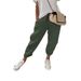 Women's Cotton Linen Elastic Waist Cropped Casual Pants Fashion_ecoleips.com