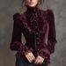 Aria Basics Aria Basics European And American Gothic Loose-Fit Dress Velvet Fabric Vintage Long-Sleeve Shirt_ecoleips.com