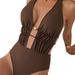 Solid Color One-Piece Bikini With Backless Crisscross Straps, Sexy Swimsuit For Women_ecoleips.com