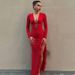 Women's Clothing 2025 Early Autumn Fashion Sexy U-Neck Tie Side Slit Lace Slim Fit Long Sleeve Dress_ecoleips.com