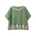 Heavy-Work, Exquisite Embroidered Mid-Sleeve Short-Sleeve Cotton-Linen Top, Summer Mom's Wear, Loose Casual T-Shirt For_ecoleips.com