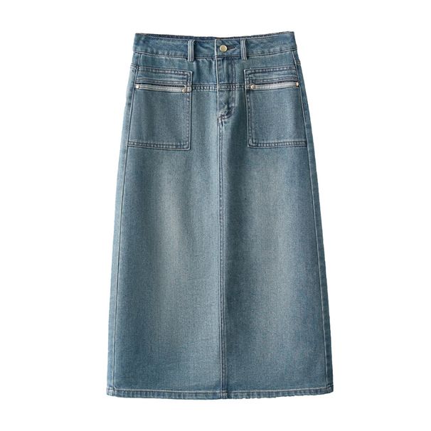 Verve Slimming And Flattering 2025 New A-line Short South Oil Quality Split Denim Skirt_ecoleips.com