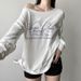 Summer New Women's Clothing American Street Fashion Letter Printed Slanted Shoulder Short Sleeve Loose T-Shirt Top_ecoleips.com