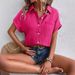Women's Clothing Summer New Shirts Women's Casual Solid Color Wrinkled Bat Sleeve Button Shirts For Women_ecoleips.com