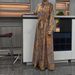 Ethnic-Inspired Floral Print Belted Dress With Gold-Toned Chains – Timeless Elegance For Women_ecoleips.com