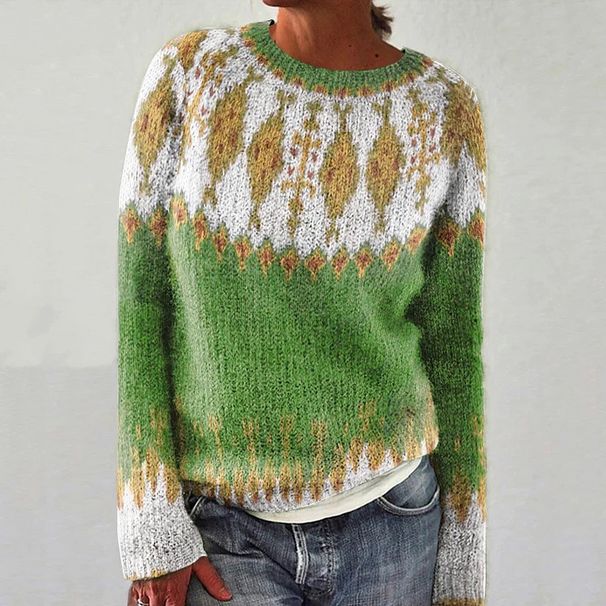3D Digital Print Knit Sweatshirt – Soft & Stylish Round Neck Long Sleeve Top For Women (Oversized Fit, Versatile Casual To Office Wear)_ecoleips.com