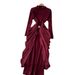Elegant Semi-High Neck Pleated Long Sleeve Dress For Women - Red Slim Fit A-Line Midi Dress For Sophisticated Style_ecoleips.com