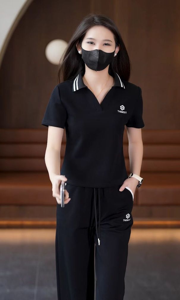 Women's Stylish Sports Suit Set Petite Chic Youthful Versatile Slimming Lapel Short Sleeve Summer New Style_ecoleips.com