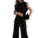 Luxury Satin Round Neck Draped Pleated Slit Vest Top Wide Leg Trousers Set Solid Color Niche Women's Clothing Summer_ecoleips.com